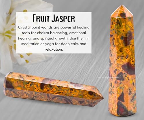 Image of Amazing Gemstone Fruit Jasper Crystal Towers - Natural Healing Crystal Point Obelisk for Reiki Healing and Crystal Grid (3 inch to 4 inch INCH)