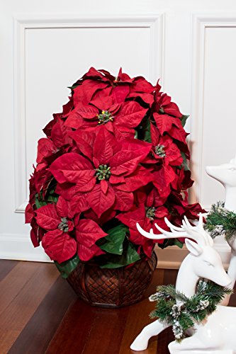 Nearly Natural 1265 22In. Poinsettia With Decorative Planter Silk Arrangement #TOP4