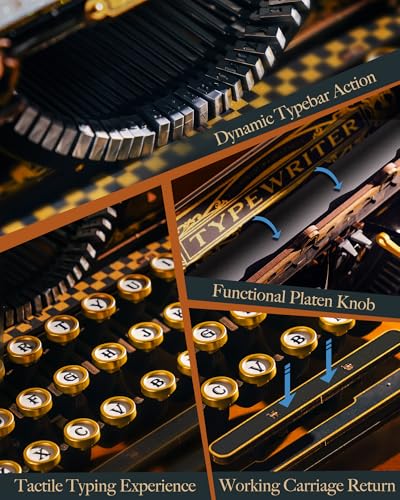 ROKR 3D Wooden Puzzles for Adults, 12-Hour Immersive Mechanical Typewriter Model Kit,Gifts for Teens and Men