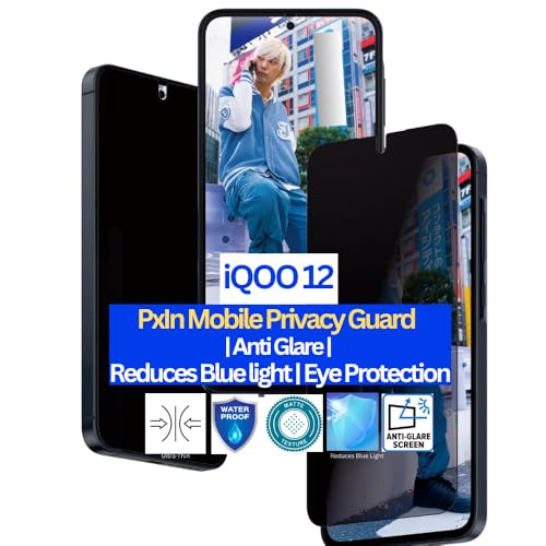 Image of Pxin Mobile Privacy Guard compatible with iQOO 12 | Mobile Privacy screen protector | Anti Glare | Anti Spy Screen Protector | Reduces blue light | Scratch proof | Eye Protection