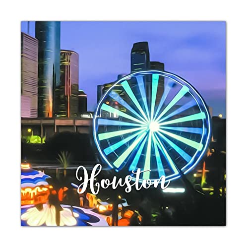 Pancarte en bois paysage de Houston pour salon au style Texas