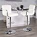 Tabouret de Bar Haut avec Dossier et Accoudoirs, Lot de 2 Chaises de Cuisine Recouverts de Cuir Synthétique, Chaise de Bar, Réglables en Hauteur, Base Φ 38,5 cm (2, Blanche)