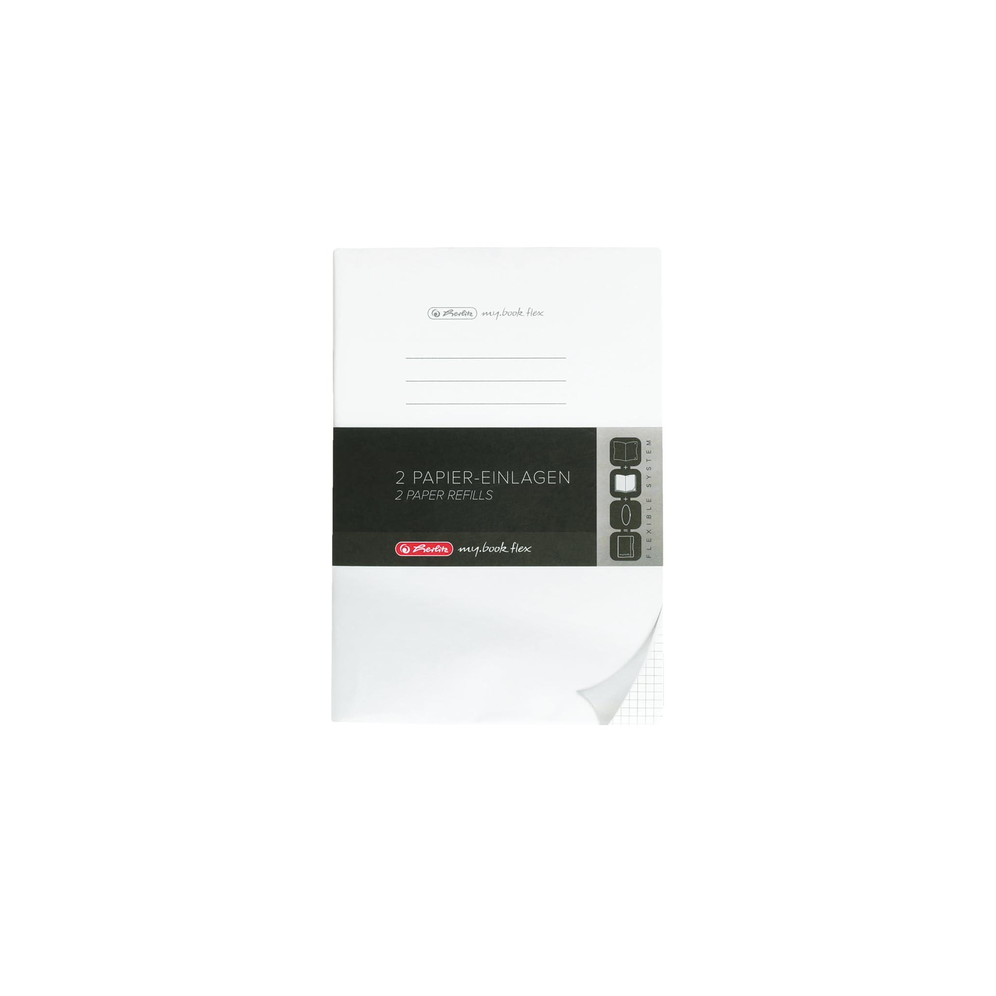 Herlitz A5 Squared Notebook Refill, 2 x 40 Sheets, White, 80 Sheets Total