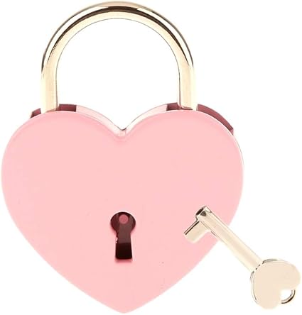 Amazon リタプロショップ ハート型 南京錠 大 ピンク ミニカギ付き かわいい おしゃれ 鍵 ロック 補助錠 錠前