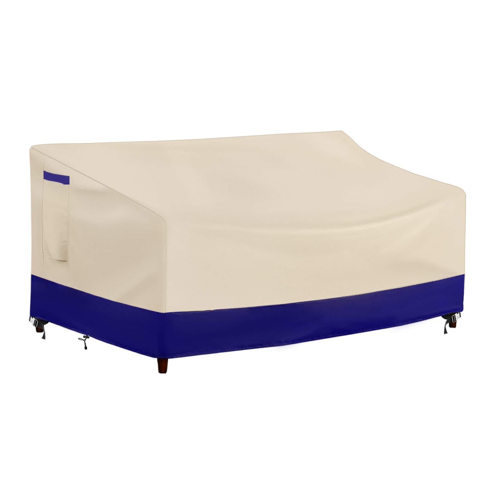 Patio Loveseat Cover Patchwork Colors，Small Durable Lawn Furniture Bench Cover with Padded Handles and Durable Hem Cord Lawn Chair Covers Fits up to 58x30x30 in