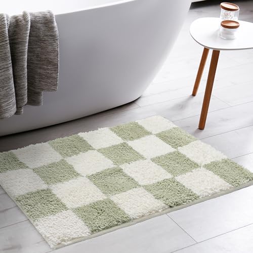 Tititex Luxuriöser Badezimmerteppich, Salbeigrün, Beige, kariert, 50,8 x 81,3 cm, klassisches...
