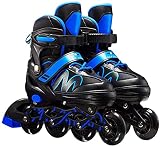 5【Transpirable y cómodo】: los patines en línea están hechos de materiales de calidad perfecta, equipados con excelentes rodamientos con una buena capacidad de peso para hacer que tu viaje sea fácil.