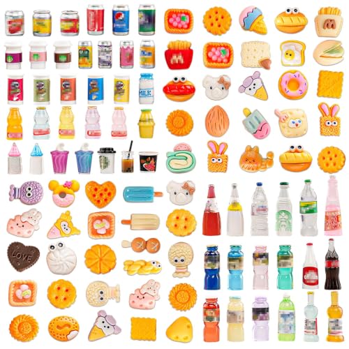 100pcs Miniature Food Drink Brand Bottles Dollhouse Kitchen Decorations