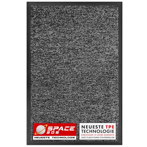 Floordirekt Schmutzfangmatte Space 205 – Rutschfeste Fußmatte mit innovativer TPE-Technologie in Rand und Rückseite – Ideal für Eingänge, Flur und Haustür – Anthrazit – 90x120 cm