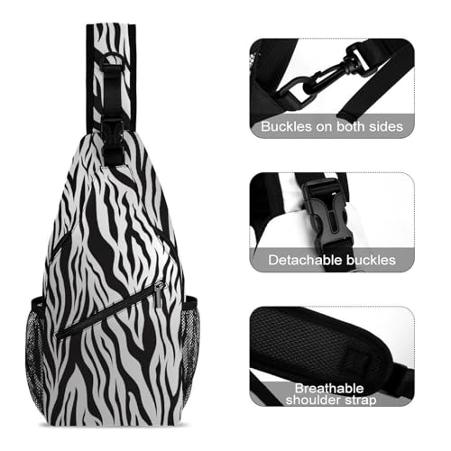 Pink Tiger Skin Pattern Large Capacity Sling Bag Cross Chest Bag Travel Hiking Crossbody Bag Daypack for Women Men3