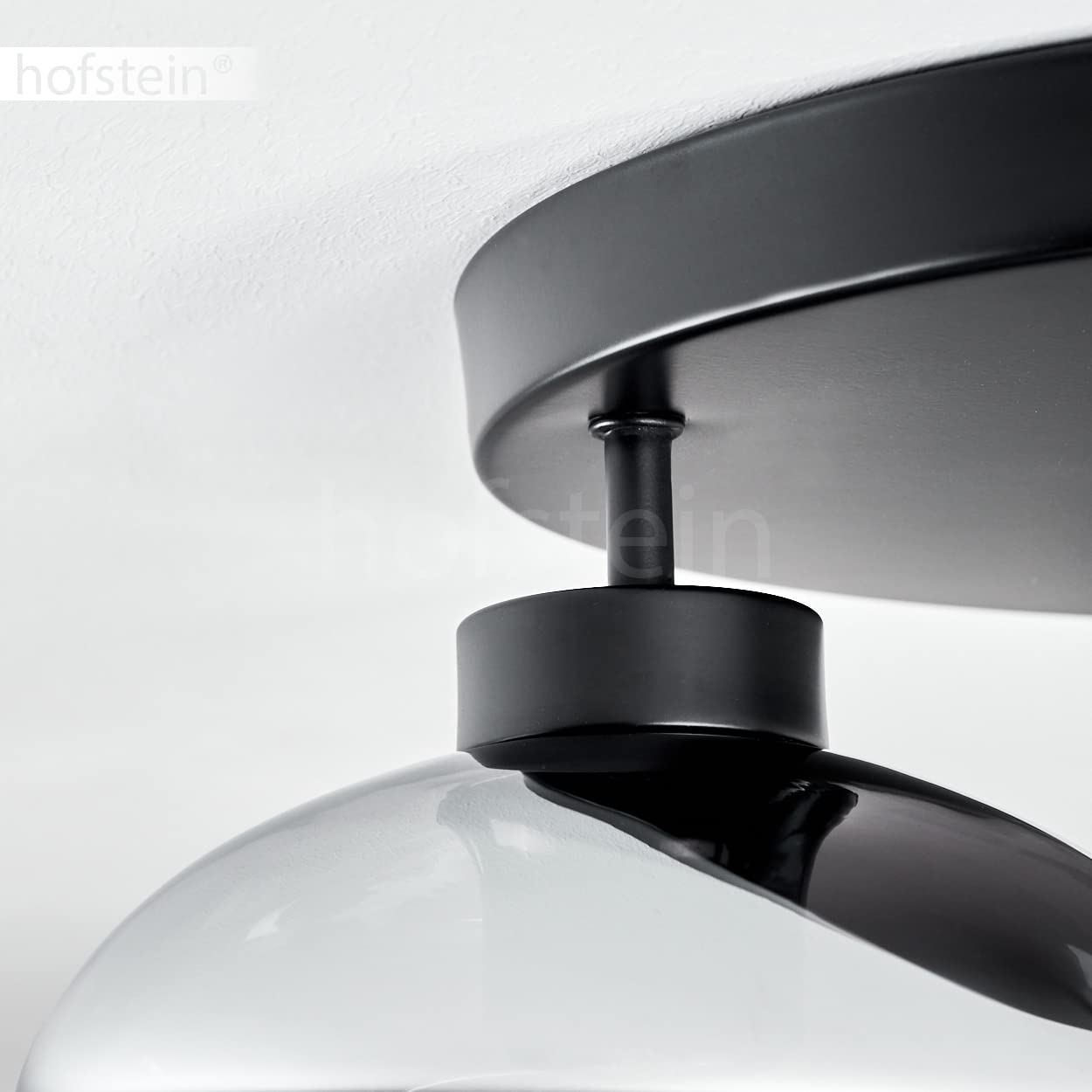 Lampada da soffitto Haikala, lampada da soffitto in metallo/vetro in nero/fumo, lampada retrò/vintage, 3 x E27, paralumi in vetro fumé, senza lampadina/e