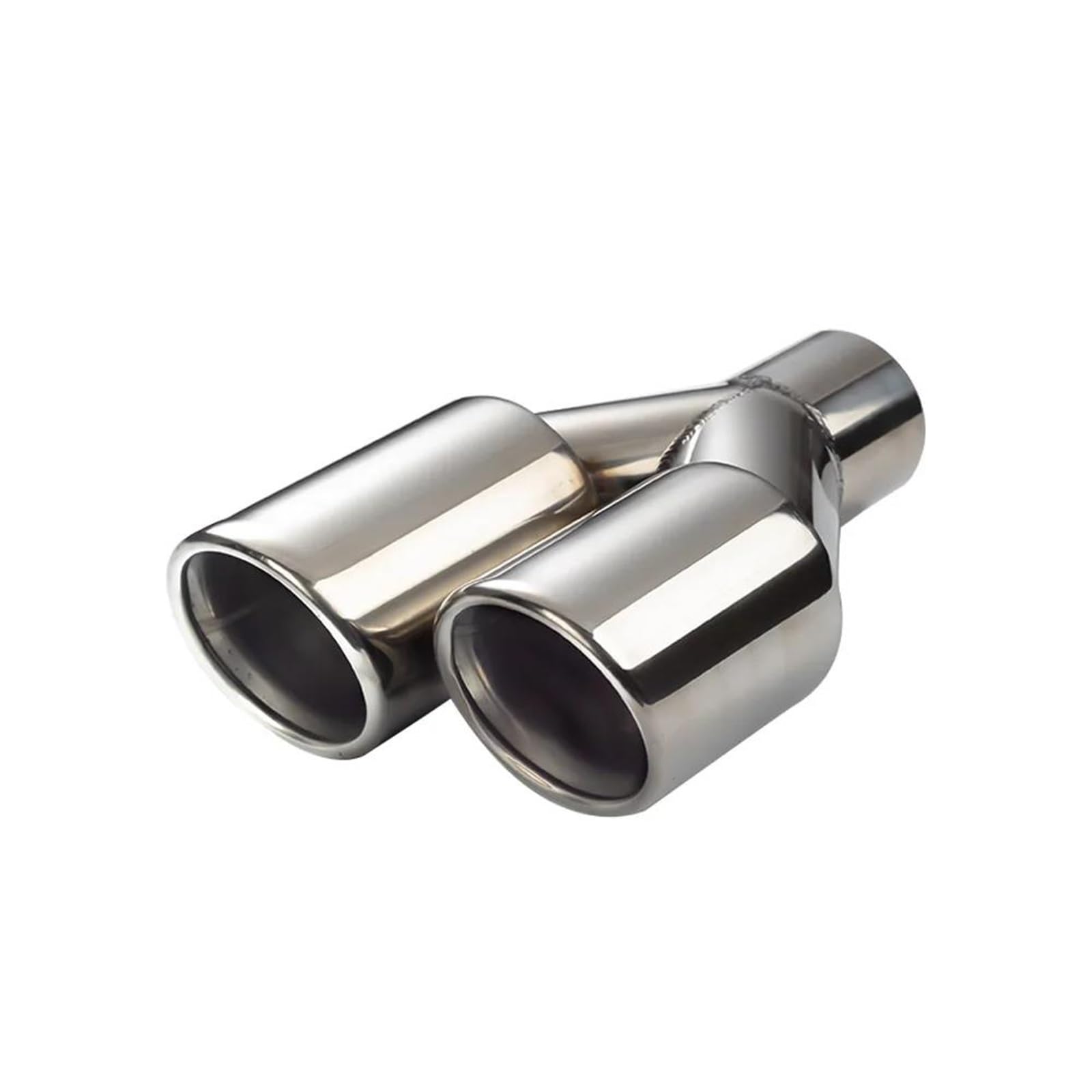 Tubo di Scarico Terminale di Scarico Doppio in Acciaio Inossidabile Ingresso 57 Mm Uscita 76 Mm Silenziatore Tubo di Scarico Tubo di Scarico per Auto(Giusto)
