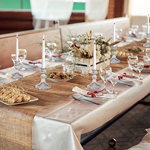 image for Simeitol Glass Candle Holder Set of 6, Clear Candlestick Holder & Tape