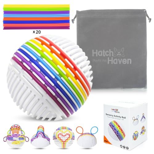 Sensory Fidget Toys for Kids with Autism, Sensory Activity Ball with 20 Strings & Portable Storage Bag, Calming, Stress, Anxiety, ADHD Tools for Kids 3+