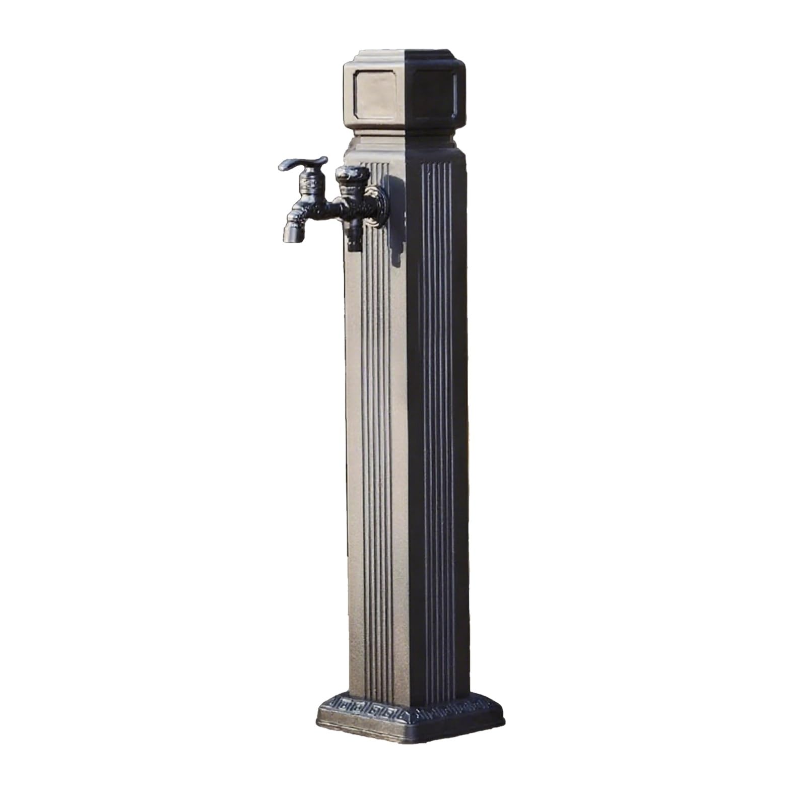 Colonne d'eau de jardin en aluminium noir avec double robinet d'irrigation format medium