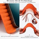 Porte-phone pliable en silicone portable, support de téléphone en aluminium flexible en silicone, conception pliante plieuse inclinable, pour tablette téléphonique (Orange)