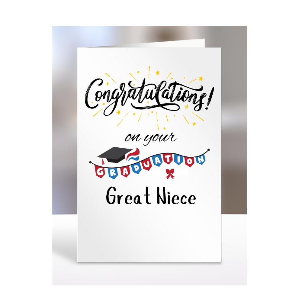 Congratulations on your graduation Great Niece card present, gifts for men, women, female, male, A5-130_116 — image 1