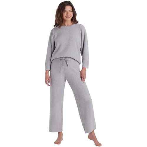 Softies Solid Marshmallow Reverse Seam Crew Neck Lounge Set with Bracelet Sleeve