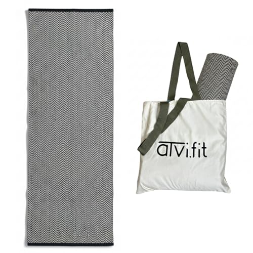 Image of Pure cotton anti-skid, machine wash yoga mat. 73inches x 24inches, 5mm thickness (7mm(Black&White))