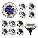 Solar Lights Outdoor Garden, 12 Pack Mini Solar Garden Lights Outdoor Waterproof IP65, 8 LEDs Small Solar Ground Lights for Pathway Lighting, Driveway, Lawn, Patio, Walkway & Landscape Lighting