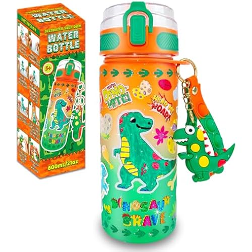 EDSPORTSHOUSE Decorate Your Own Water Bottle Kits for Boys Age 5-12,Dinosaur Painting Crafts,Fun Arts and Crafts Toys for Boys Birthday Christmas(Dinosaur)