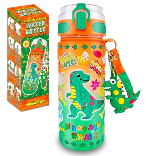 EDSPORTSHOUSE Decorate Your Own Water Bottle Kits for Boys Age 5-12,Dinosaur Painting Crafts,Fun Arts and Crafts Toys for Boys Birthday Christmas(Dinosaur)