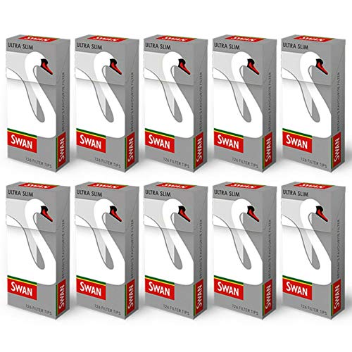 378-2520 x SWAN ULTRA SLIM Filter Tips Pre Cut Cigarette Tobacco Rolling Paper Pop Out GREY Smoking UK FREE P&P (10 x Packs (1260 Filter Tips))