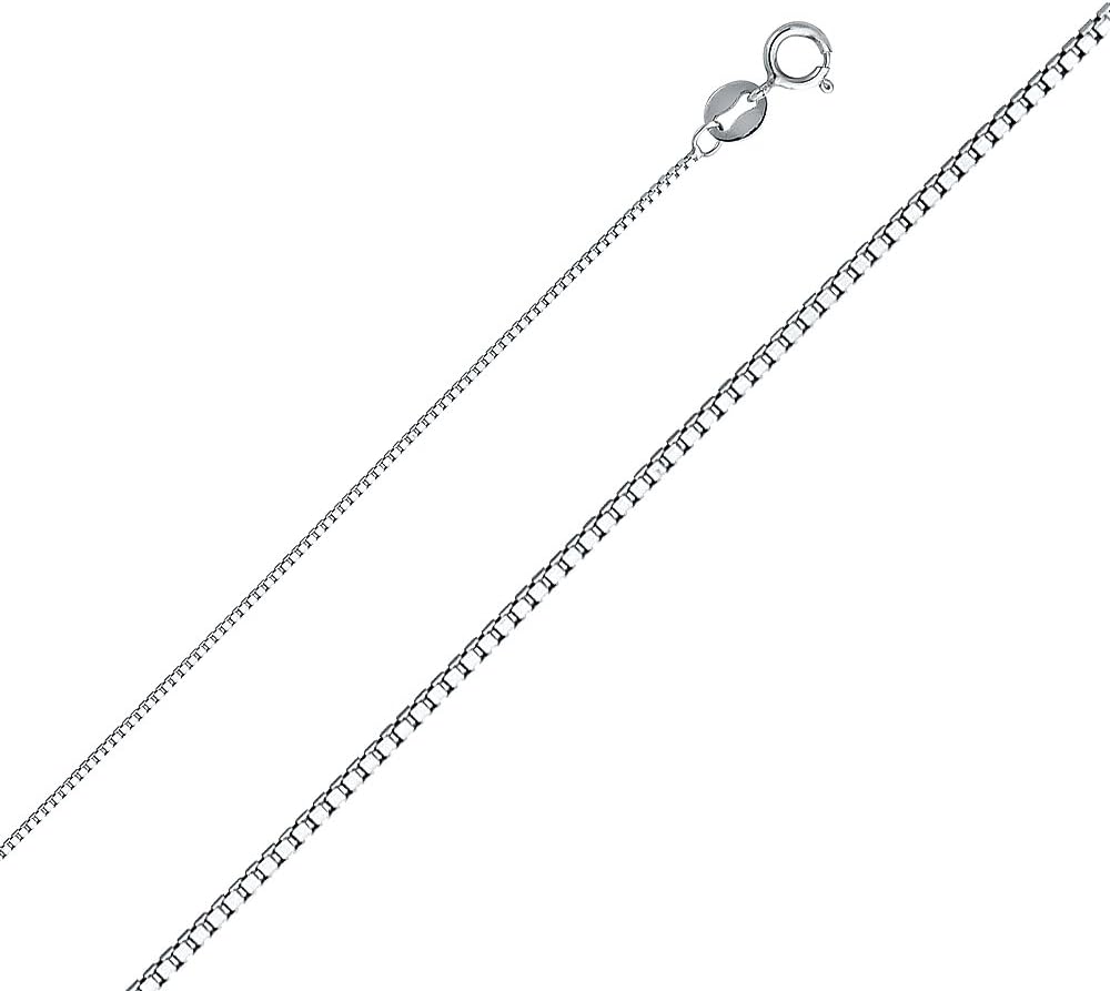 Ioka - 14K REAL Solid Gold 0.8mm Box Chain Necklace For Women with Spring Ring Clasp | Dainty Layering Necklaces
