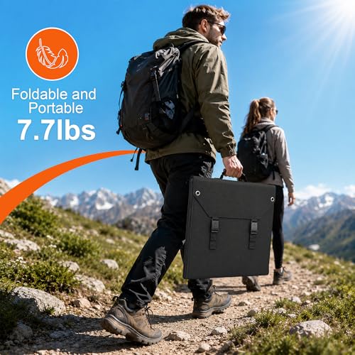 Image of Solar Panels 100Watt Portable 24% High-Efficiency 18V Foldable Solar Charger with USB Outputs for Power Stations, Phones, IP65 Waterproof Perfect for Camping, RVing, Home Backup and Off-Grid Blackouts
