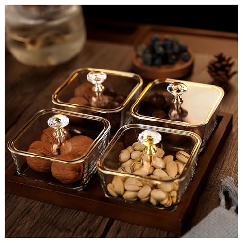 Platos de cristal hechos a mano para servir platos divididos para sushi, queso, postres y aperitivos, bandeja de compartimento fácil de limpiar para patatas fritas y salsas