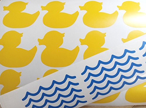 Rubber Duck Bathroom Decor Set Of 30 Stickers 15 Rubber Ducks And 15 Waves Removable Bathroom Wall Decor Amazon Co Uk Handmade