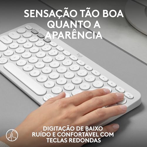 Teclado sem fio Logitech Pebble Keys 2 K380s com Conexão Bluetooth Easy-Switch e Pilha Inclusa - Compatível com PC, Mac, Chro