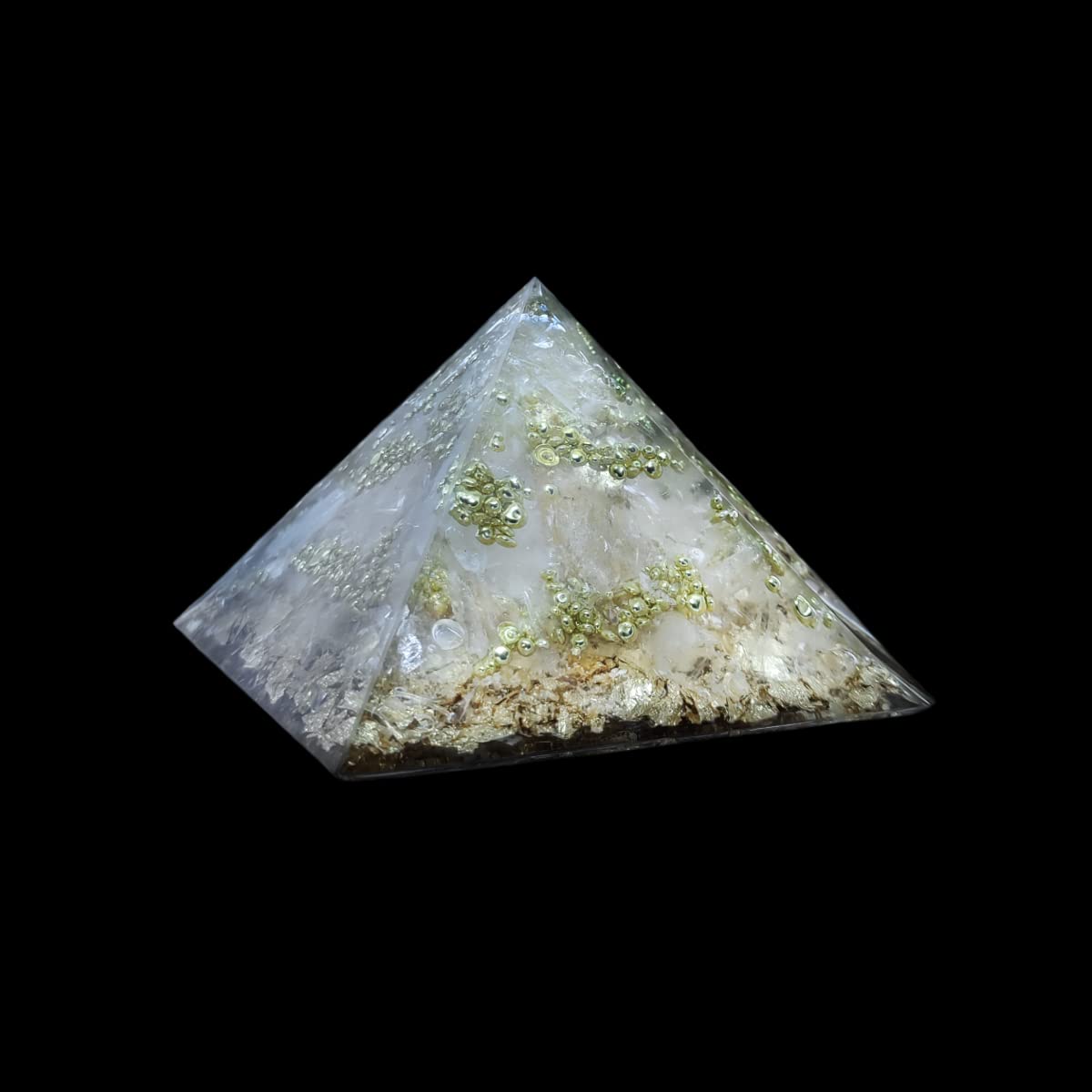 Grande orgonite piramide di cristallo di purezza, grande opera d'arte in orgonite spirituale con pietre preziose, cristallo di rocca, cristallo laser, diamante Herkimer, XXL, 16 cm