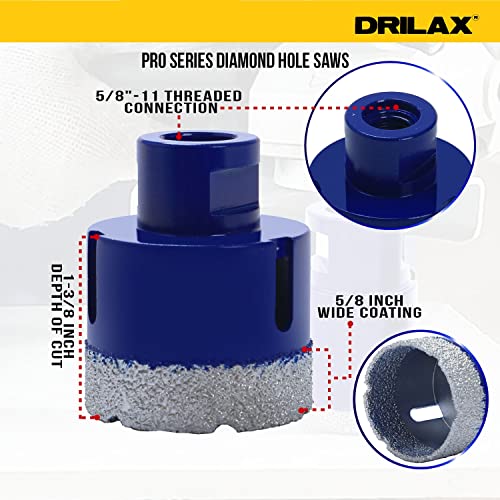 2 Inch Diamond Hole Saw Heavy Duty Masonry Drill Bit For Concrete, Granite, Quartz, Porcelain, Ceramic Tile, Brick Cinder Blocks 5/8"-11 Thread Connection For Angle Grinders 2 Diamond Hole Saw #TOP1