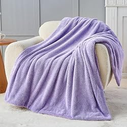 NEWCOSPLAY Throw Blanket for Couch Lavender Blanket Warm Thick for Winter Fuzzy Fluffy All Season UsePlush-Lavender, Throw50"x60"