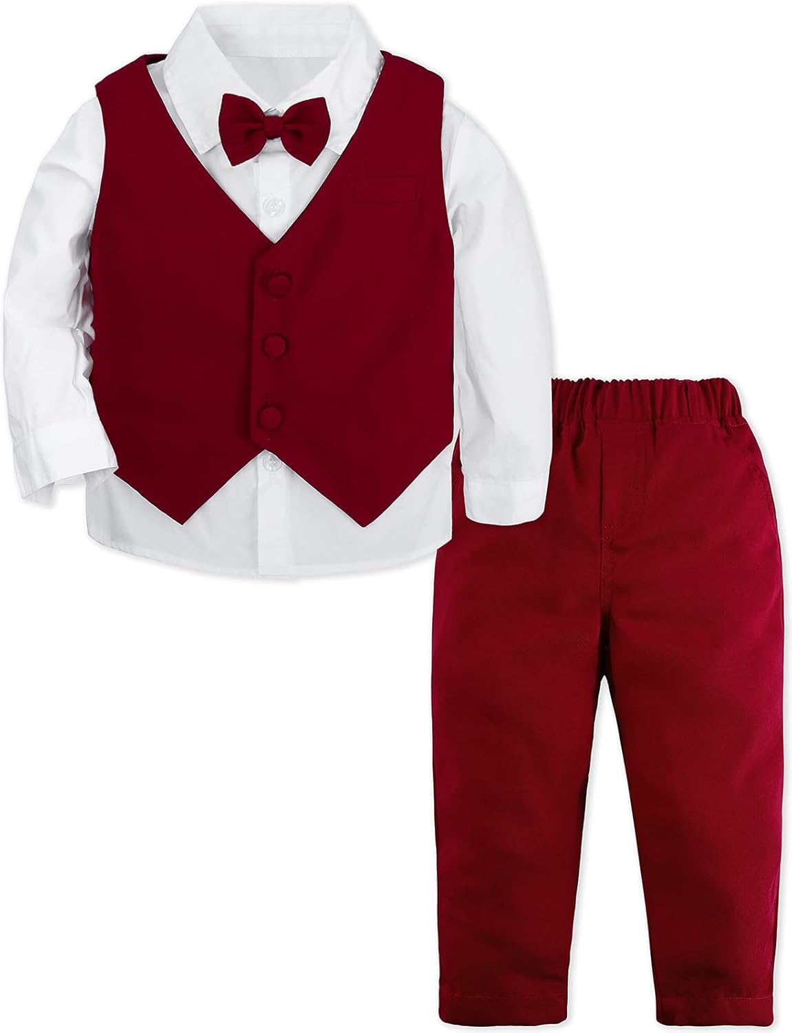 A&J DESIGN Baby Jungen Gentleman Anzug Set, 3-teiliges Outfit Shirts & Weste & Hosen