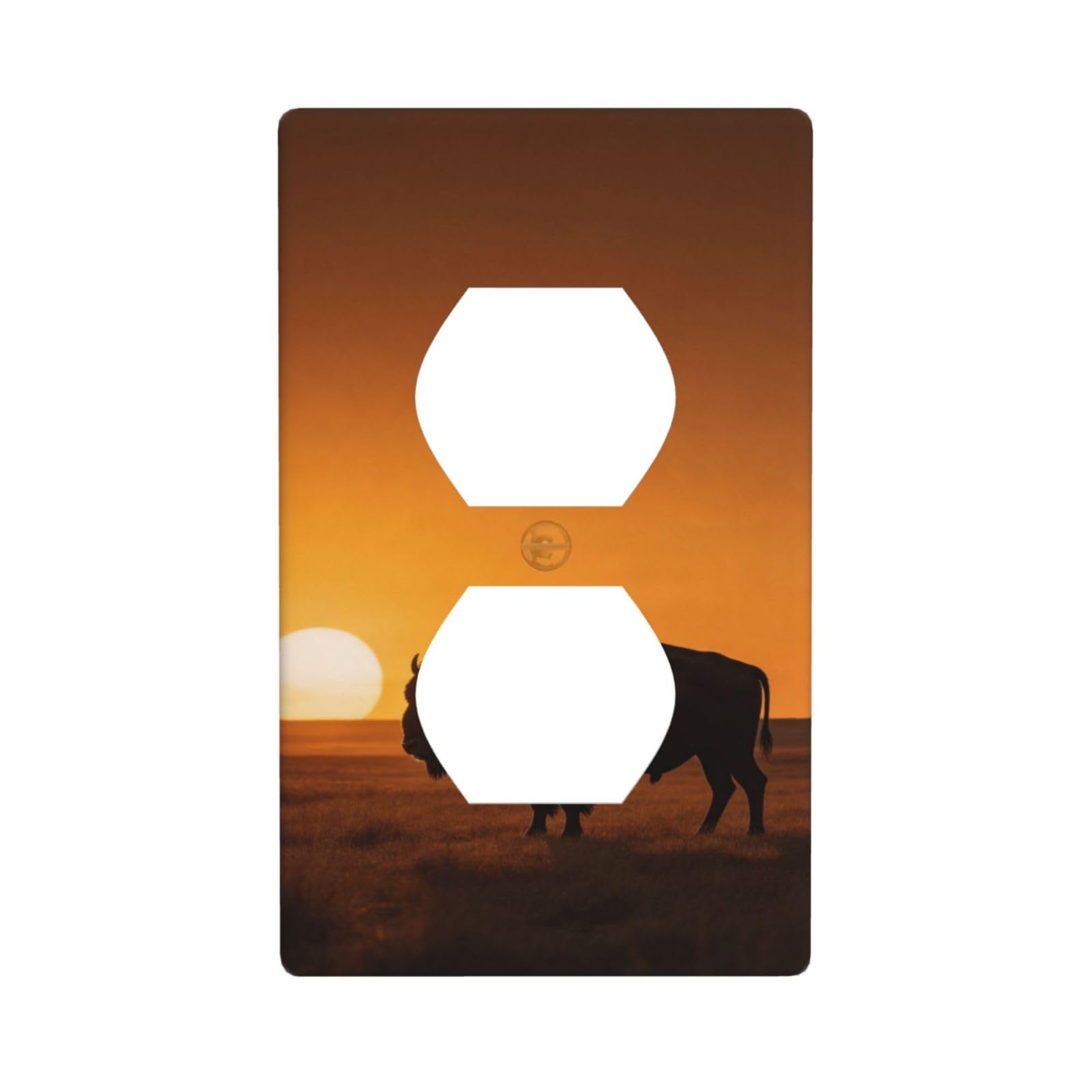 Sunset Buffalo Silhouette Decorative Switch Plate Cover-Unbreakable Polycarbonate Wall Plate for Home Office, 1 Gang with Screws