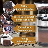 ProfiCook® Kaffeemühle | elektrisch | 200 Watt | 16 Mahlgradeinstellungen | Edelstahl-Kegelmahlwerk | Coffee Grinder | Kaffeemühle | bis zu 230g Kaffeebohnen | elektrische Zeitschaltuhr | PC-EKM 1205 – Ansicht 4