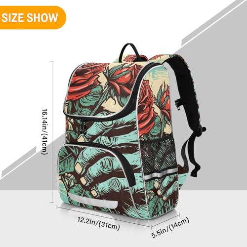 Mochila escolar cómoda bolso portátil infantil con seguridad reflectante de rosas 3