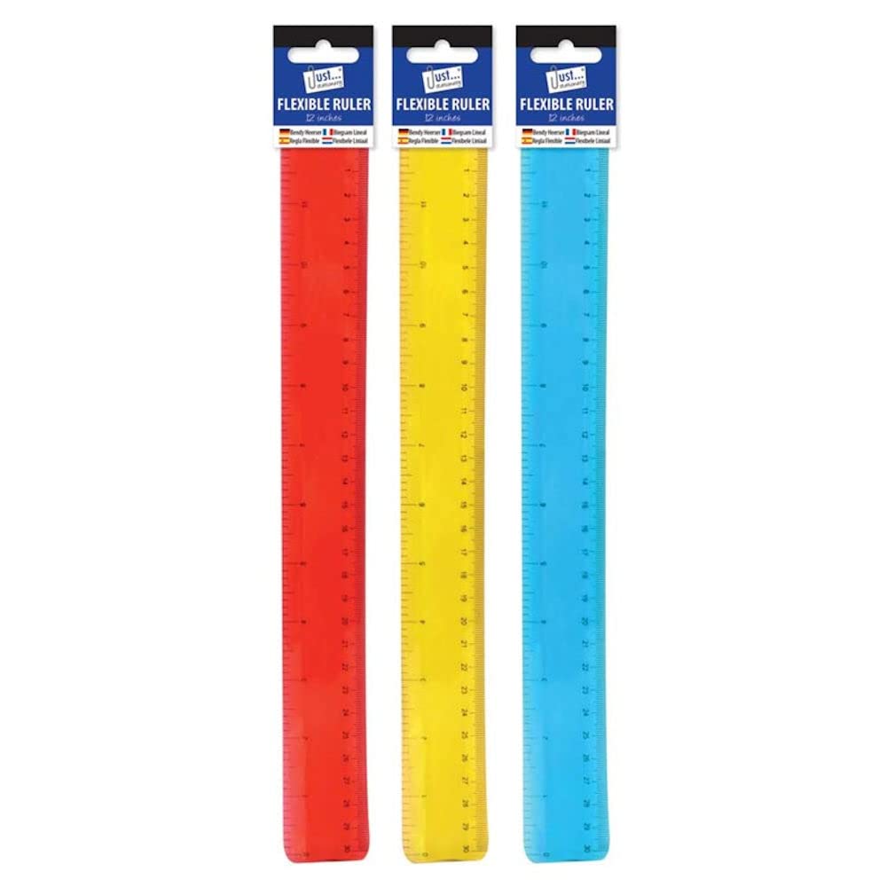 Ditzy Doll Assorted Bendy 12'' Ruler - Single Colour Flexible Shatterproof Colourful Rulers School