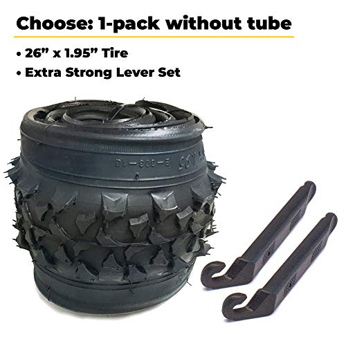 26 Inch Bike Tire Replacement Kit For Mountain Bike Tires 26 X 1.95 Includes Tools. With Or Without Tubes Choose 1 Or 2 Packs. (2 Tires & No Tubes) #TOP3