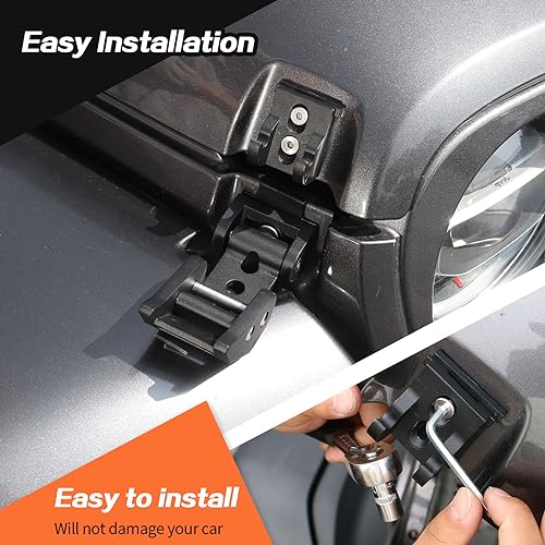 Image of JeCar Aluminum Hood Latches for 2007-2018 Jeep Wrangler JK JKU 2018-2024 2025+ Wrangler JL JLU Gladiator JT Hood Latches Locking Kit
