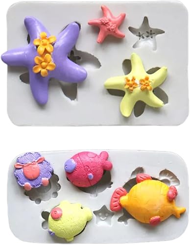 Silicone Moulds Starfish Silicone Mold Fondant Cake Decoration Soft Ceramic Chocolate Mold 1 Set Of 2 Pieces