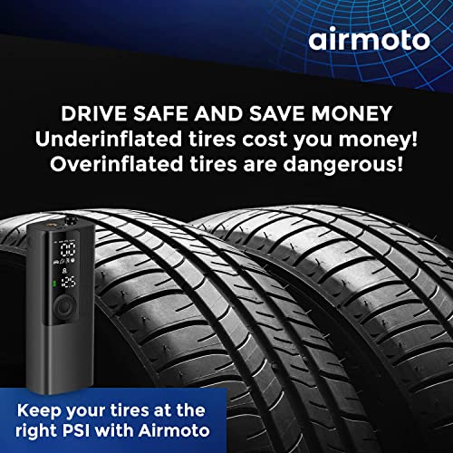 Airmoto The Original Portable Air Pump, 120 Psi Air Compressor Tire Inflator - Fits Car, Truck & Motorcycle Tires - Digital Pressure Gauge, Cordless Compact Bike Pump #TOP7