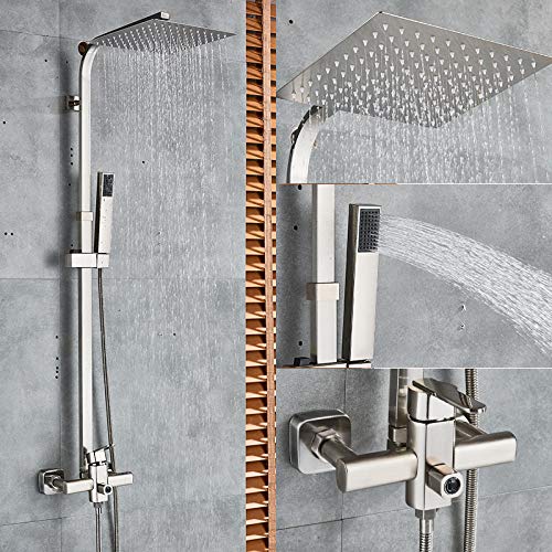 Ensemble de douche nickel brossé avec mitigeur mural de 8 pouces