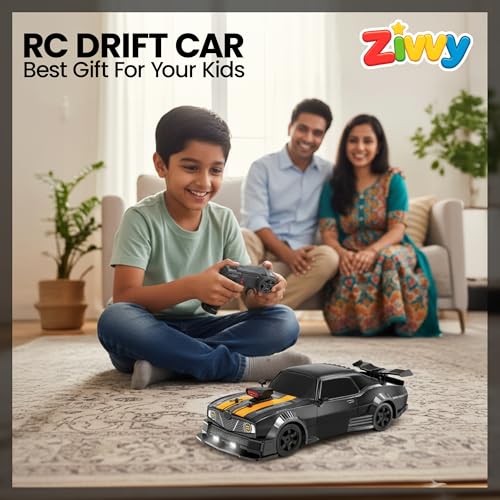 Image of Big Remote Control Car - Black | 2.4G Rechargeable Remote Control Drift Car with 150m Range | Smoke Effect, LED Lights & Music | High-Speed | Best Gift for Boys & Girls 2 3 4 5 6 7 8+ Years