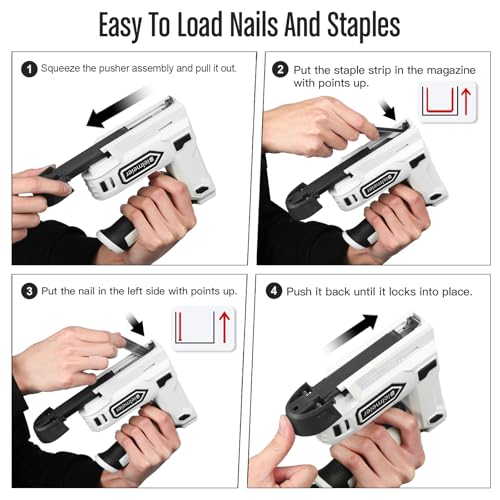 Image of Bielmeier Electric Staple Gun, 2 in 1 Lithium-ion Electric Stapler, 4V Cordless Brad Nailer Kit with Staples Nails, USB Charger, Power Tacker for Upholstery, Material Repair, Carpentry, DIY