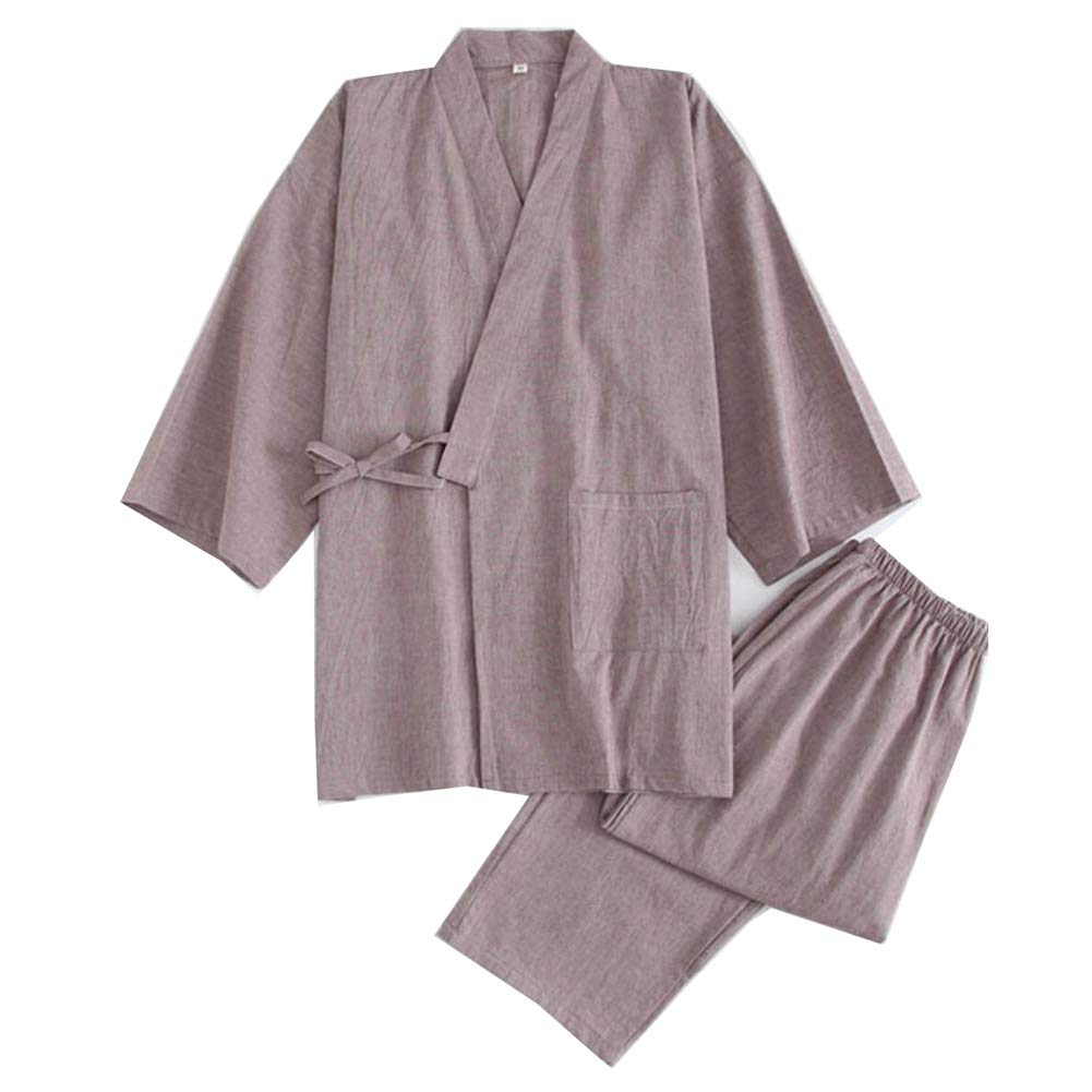 un-brand Kimono japonés para Hombre, Suelto, Informal, para el hogar, Pijamas, Ropa de Dormir, Talla L O44