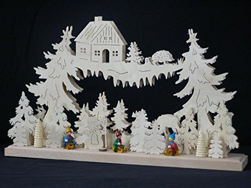 Décoration de fenêtre arche de Noël en bois avec mineurs et train 50x31cm