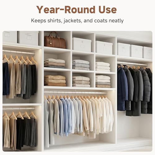 StorageWorks Wooden Hangers 30 Pack, Wood Coat Hangers for Closet, Heavy Duty Clothes Hangers for Suits, Shirts, Pants, Jackets, Natural Wood Color by StorageWorks - Image 7